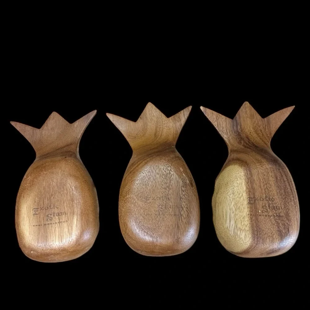 Pineapple Shape Salad‎ Bowl Serving Set With Spoons Bowls Monkey Pod Wood 11 Pc